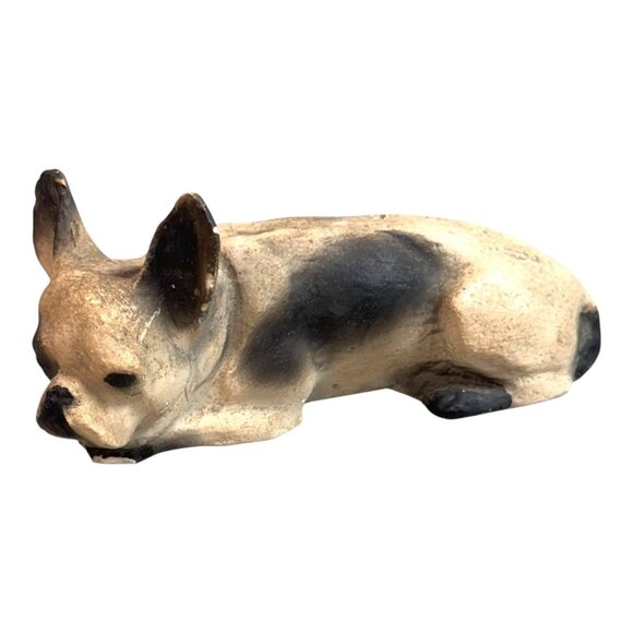 Vintage Miniature French Bulldog Figurine Sculpture Frenchie White Black Dog SEE - Picture 1 of 10